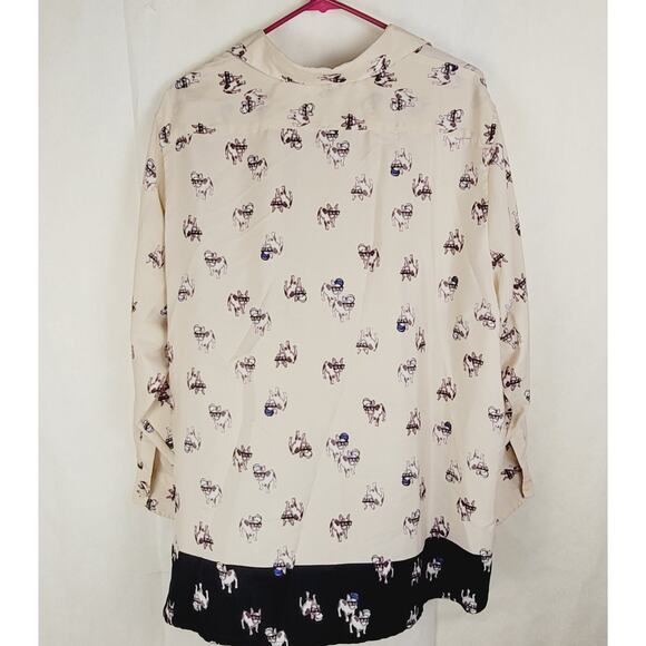 Ellen Tracy Cool dog print button up shirt Size XL Novelty Quirky Retro - Picture 2 of 7